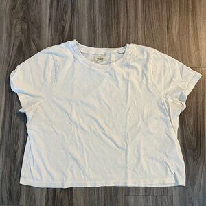 Madewell Cotton Boxy-Crop Tee Medium Off-White